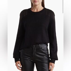 Wildfox Sympatico wool black sweater chain fringe pullover top blouse